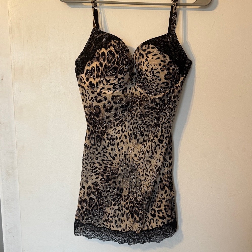 Victoria's Secret Animal Print Chemise with Black Lace